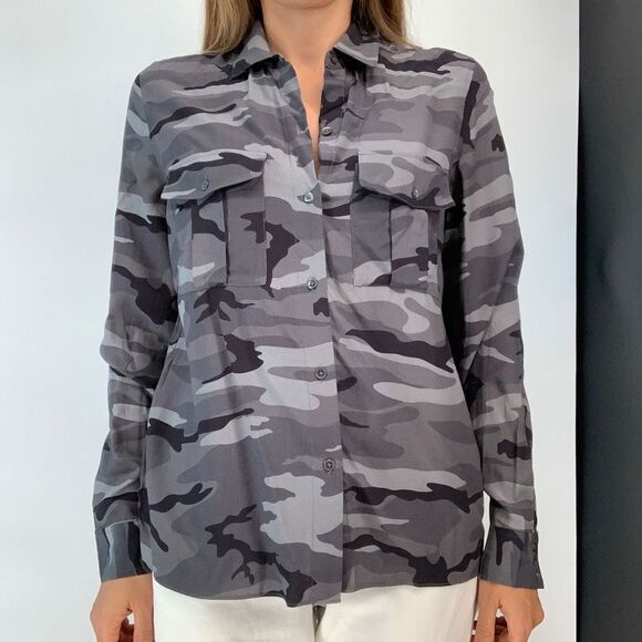 RAILS Gray camp print long sleeve shirt top sz xs - Picture 2 of 8